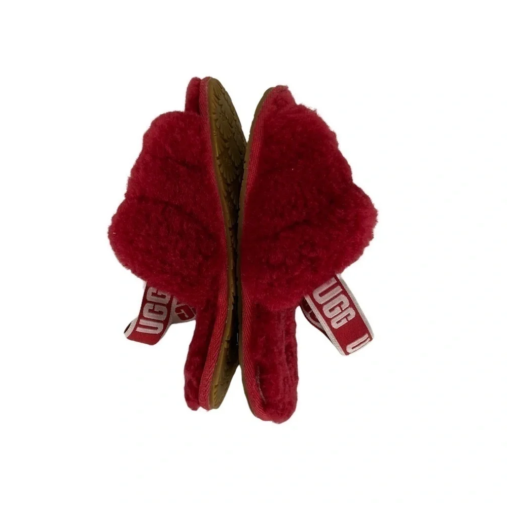 UGG Fluff Yeah Slide Sandal Toddler Ribbon‎ Red 10